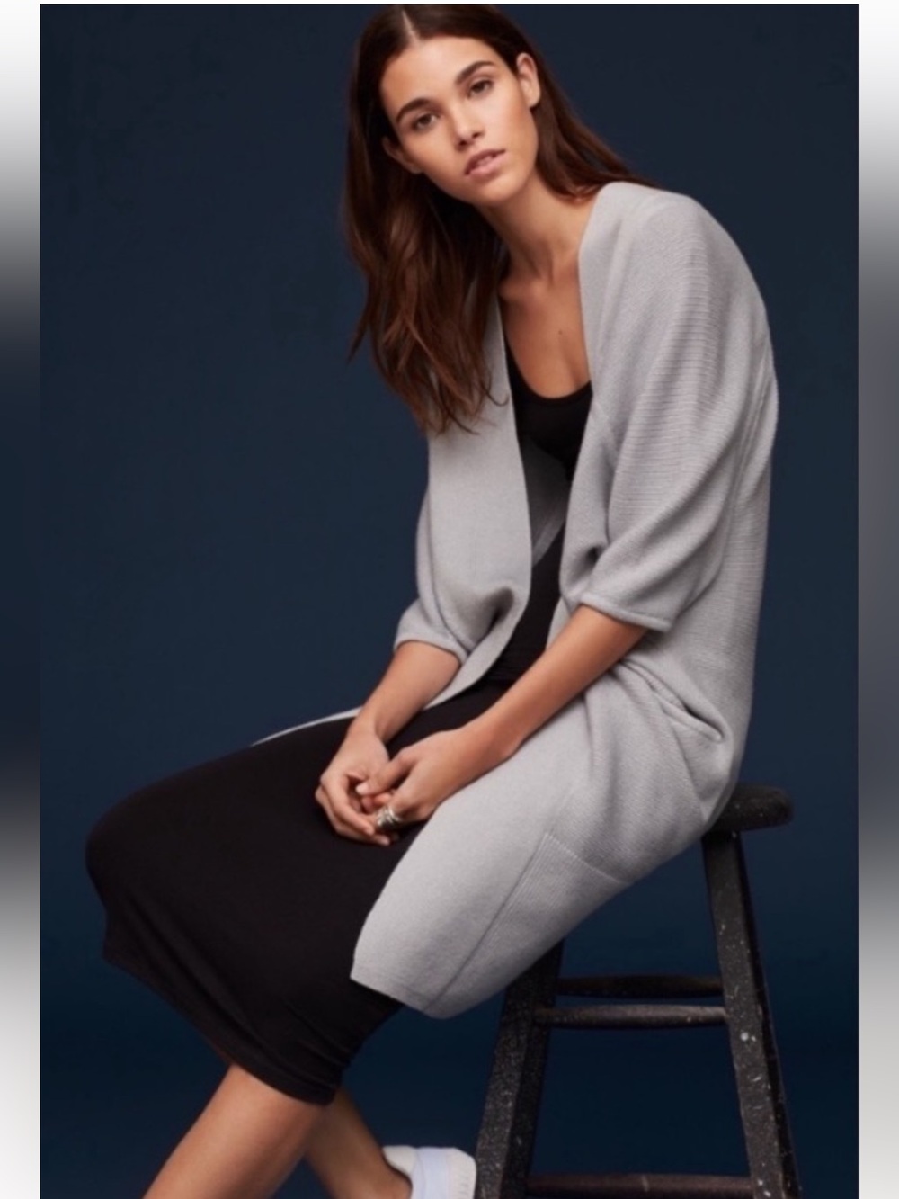 Aritzia Babaton 100% Pima Cotton Cocoon Cardigan XXS/XS Taupe Gray